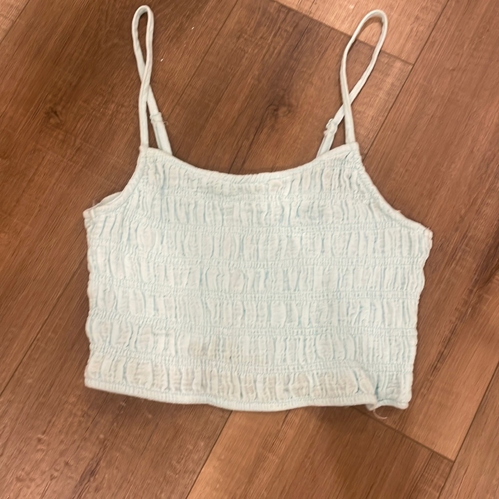 pacsun la hearts light blue ruched tank